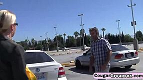 Fortune smile of the man with big dick, group of horny women, big tits and doggy style sex