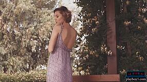 Russian milf model stuns naked in outdoor nature scene