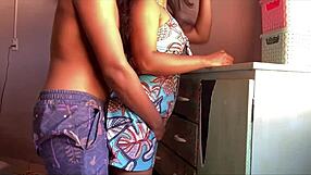 Latina kisses step-brother, sure he wants to fuck her big ass and creampie.