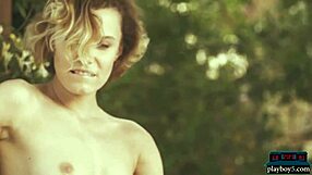Russian milf model stuns naked in outdoor nature scene