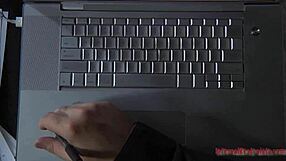 Bound slut gets shocking prod on tits and shaved pussy