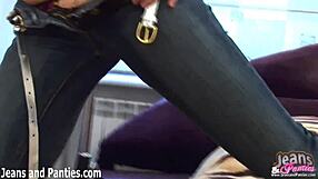 My tight blue jeans highlight my 18yo ass perfectly