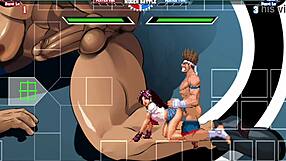 Joe Higashi Passionately Fucks Athena Asamiya's Big Ass in Missionary and Bent Over Positions for Creampie