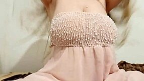 hottie in chic dress touches her chest