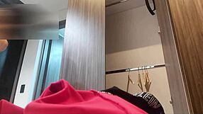 Latina stepsister hides panties under leggings, caught on hidden cam