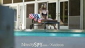 Nannyspy busty nanny caught flashing and screwed hard