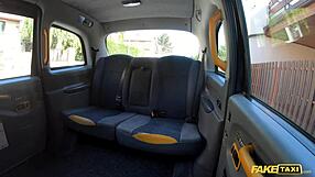 Public mission of rough sex in the back of taxi