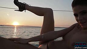 Sexy brunette models give a full striptease for playboy, undressing and ripping clothes.