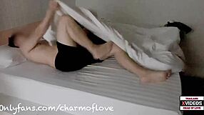 She thought she was alone, but her boyfriend's friend banged her on the bed.