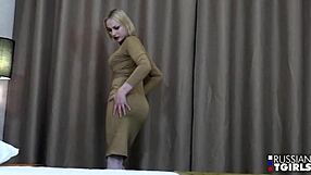 Russian Tgirls Alice in Stockings Solo Masturbation Session