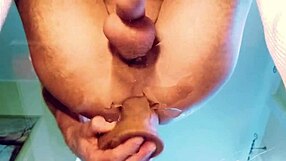 Gay Teen 18+ Endures Painful Intense Dildo Fuck Bent Over