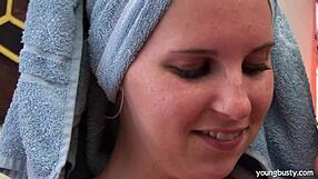 young elle gettin’ her big tits cummed on... oops