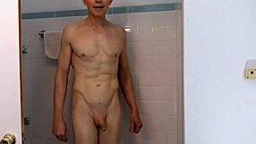 Horny Gay Nudist Masturbates in Shower