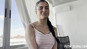 Big-titted horny babe fucks and swallows cum in raw session