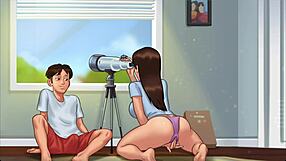 Summertime Saga - Step Sis Gets Pussy Eaten and Cums on Bed Jenny