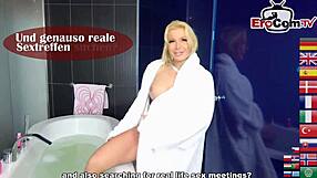 Young blonde with small bosom does not like to swallow cum