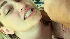 closeup blonde hotwife talks and receives a facial