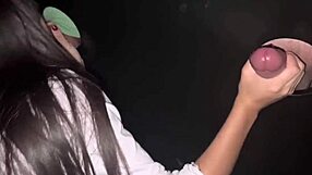 The skinny girl dances and reaches orgasm at the night club gloryhole in Villa Imperium