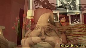 Young gay twink gets his tight ass plowed in rough session.