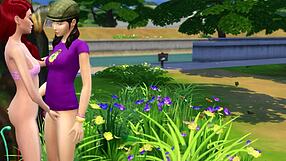 Lesbians make sex at the park