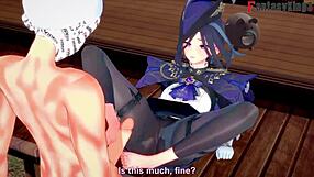Clorinda's sensual blowjob in the world of Genshin Impact