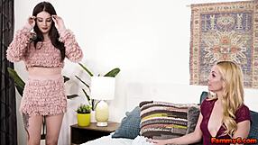 When my horny stepmom with big natural tits and tattoos wants to roleplay a night with me, the teen lesbian.