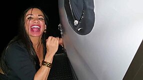 Latina sucking big cock in glory hole.