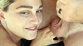 closeup blonde hotwife talks and receives a facial