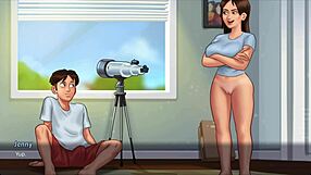 Summertime Saga - Step Sis Gets Pussy Eaten and Cums on Bed Jenny