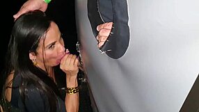 Latina sucking big cock in glory hole.