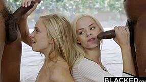 Preppy Girl Gags On Three Big Black Cocks In Threesome