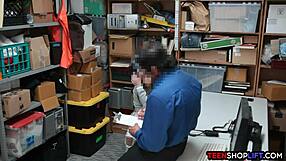 Security guard catches tiny teen stealing from the store