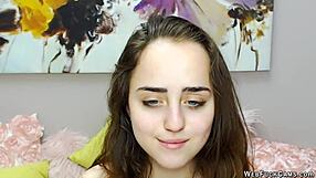 small tits babe plays with vibrator on webcam