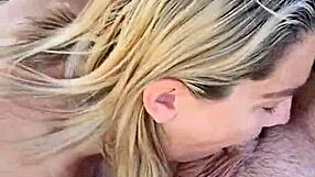 closeup blonde hotwife talks and receives a facial
