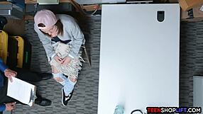 Security guard catches tiny teen stealing from the store