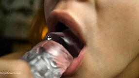 The redhead gives the best blowjob, using her tongue and lips to make you cum.