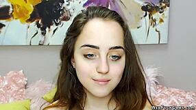 small tits babe plays with vibrator on webcam