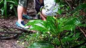 guys partying in the forest together