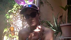 Exhibitionist wife Helena Price flashes her upskirt in public, and the crowd at Fantasy Fest loves it