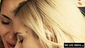 two skinny lesbians masturbate to huge orgasms together