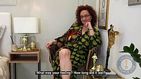 Unusual Award N 9 Record with Mature Redhead in Glasses Fingering Herself to Female Ejaculation.