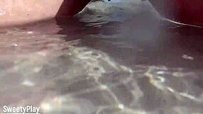 BBW's Shaved Pussy Pees on Crowded Public Beach