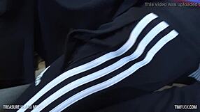 gay guy stretches partner with bareback action