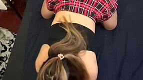 Tasty white-skinned latina with big ass and skirt gets fucked hard in bed!