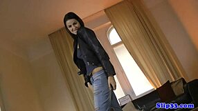 Debutante eurobabe strips and performs oral in pov