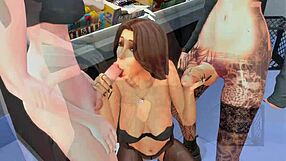 Two Futanari Dominatrix Seduce Girl for Hard Anal Facefuck