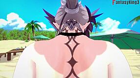 Hey, Wanna See Arlecchino Bang in Bikini on Beach?