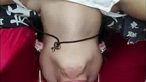 White Wolf deepthroating submissive teen White Moon's throat with huge cock