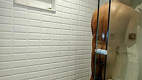 Playing in the bathroom with skinny black girl couple