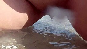 BBW's Shaved Pussy Pees on Crowded Public Beach